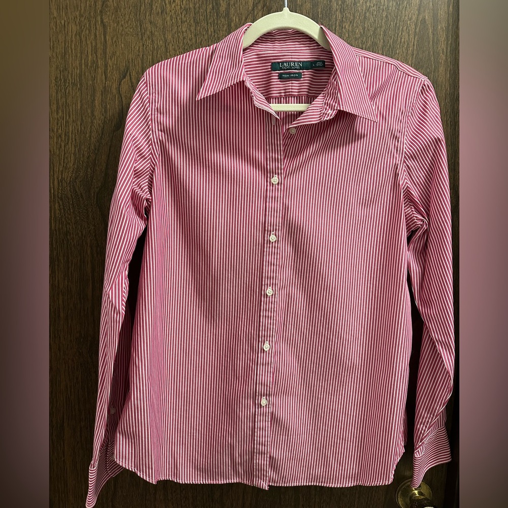 Ralph Lauren Button Down Pink Stripe Shirt